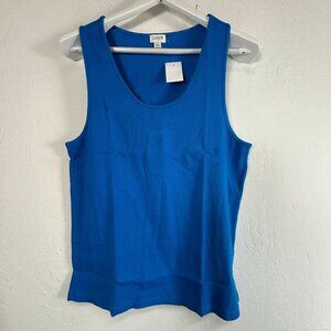 J.Crew Women's Ribbed Cotton Tank Top XXL Blue Style AY276 Scoop Neck Casual New
